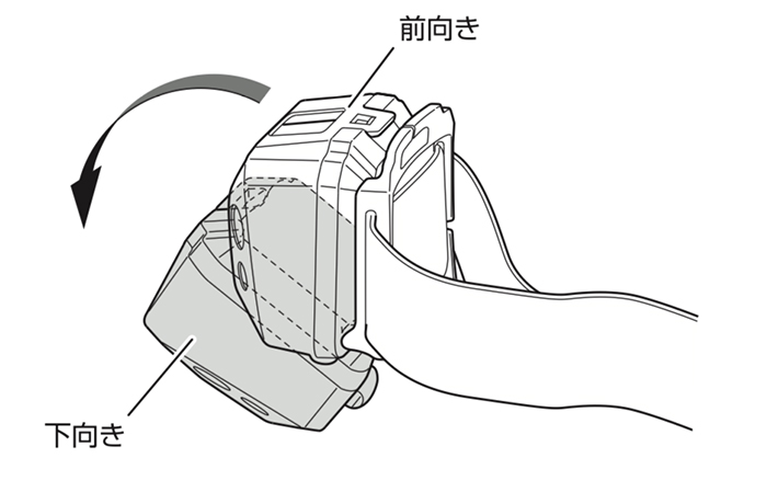 下向きにライトを傾けて足元を照らすことができます。