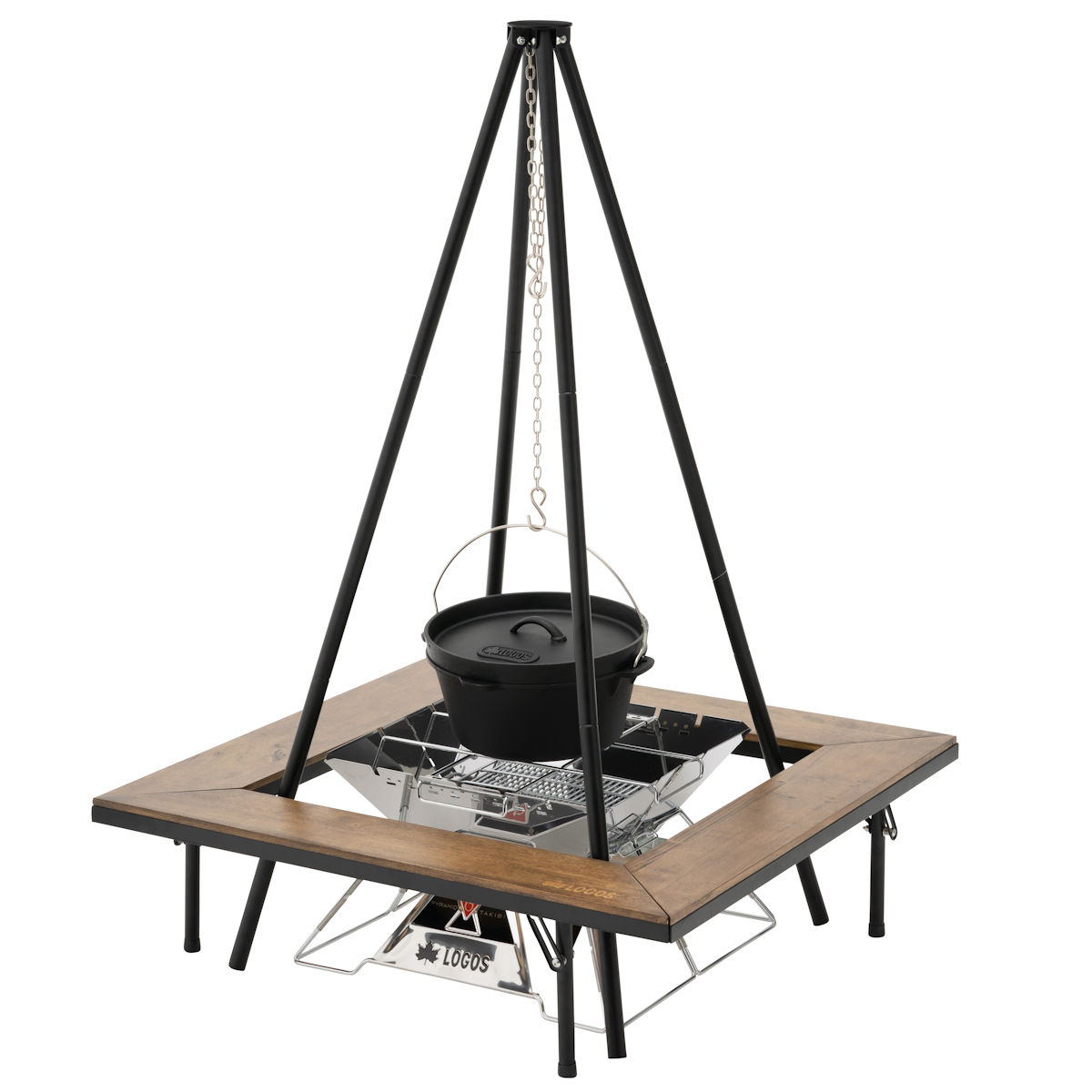 ロゴス(LOGOS) テーブル ウッド囲炉裏テーブル EVO 木製 ピラミッドグリル対応 キャリーバッグ付き tf8su2k